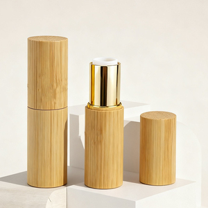 Tubo de Lápiz Labial de Bambú Reciclable y Ecológico de 4.5g, Interior Dorado, Empaque Cosmético de Color Personalizado de Lujo para Líneas de Belleza Premium - Product Image 1