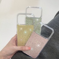 Coque de téléphone élégante en TPU doré, protection intégrale 360°, couleur unie, ornée de diamants, style minimaliste et moderne pour 17/16 Pro Max