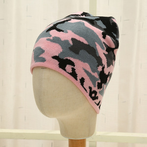 Tùy Chỉnh OEM/ODM Mùa Đông Đan Mũ, Biểu Tượng Tùy Chỉnh Không Có Cuff Beanie, Đa-Màu Ngụy Trang Jacquard Acrylic Dệt Kim Hat - Product Image 2