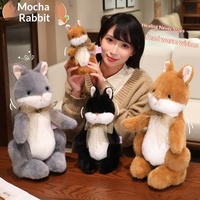 Jouet en peluche lapin debout mignon réaliste adorable confort court en peluche en coton PP jouets en peluche pour cadeau de la Saint-Valentin