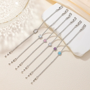 Bracciale da donna con zirconi e diamanti, gioielli geometrici a forma di cuore quadrato - Product Image 2