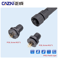 Conectores de Panel de Plástico Impermeables para PCB, Conectores M12 Macho y Hembra con Código B, D, A, de 2, 3, 4, 5, 6, 8, 12 y 17 Pines