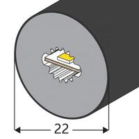 Tube néon LED flexible RGB noir de 22 mm de diamètre, 360 degrés, pour fêtes, bande LED néon noire