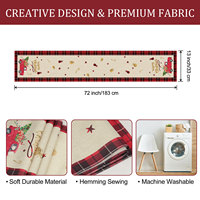 Chemin de table Joyeux Noël motif camion, sapin et cadeaux, noir et rouge tartan, avec sets de napperons pour la décoration de fêtes à la maison
