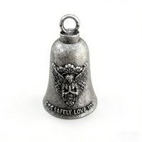 Pendentif cloche en acier inoxydable 316L, breloque ange cherubin en prière, cloche de protection gravée « Conduis en toute sécurité », cadeau en argent antique