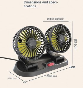 Ventilateurs de refroidissement à double tête réglables à 360 degrés, USB DC24V 12V, pour camions et voitures, en plastique - Product Image 4