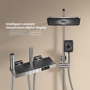 Grey Water <strong>Plate</strong> Brass Thermostatic Faucets Brushed Soft Jet Massage Complete Household Lifting Pressurized Apartment - Product Image 5
