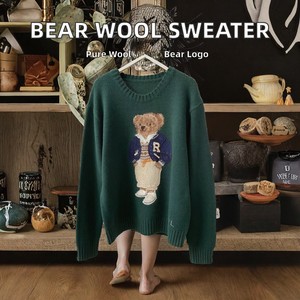 Nuova Moda Autunno Inverno, Maglione da <span class=keywords><strong>Donna</strong></span> in Stile Coreano Versatile, Completo Baseball in Lana con Ricamo Orso, Stile Casual - Product Image 2