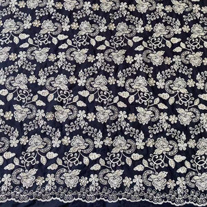 Toptan siyah işlemeli İsviçre vual kuşgözü kadınlar için % 100% pamuk nakış kumaş elbise - Product Image 3