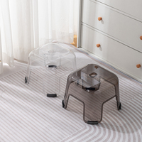 Taburete Apilable Transparente de Plástico HORE, Moderno, Antideslizante, Multiusos, con Esquinas Redondeadas, para Sala de Estar, Baño y Niños