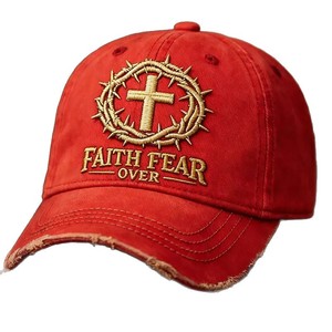 Casquette de baseball brodée « Faith Over <span class=keywords><strong>Fear</strong></span> », style vintage délavé, souple, réglable, pour homme, protection solaire extérieure, fabricant de chapeaux personnalisés - Product Image 5