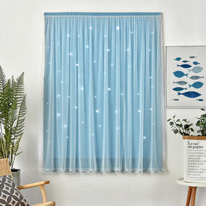 Sunny Textile Punch-free <span class=keywords><strong>tende</strong></span> Magic Sticky Blackout Curtain camera da letto Hollow Star Princess Style tenda trasparente a doppio strato - Product Image 1