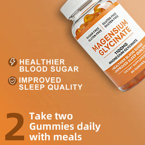 גומי מגנזיום גליצינאט 1100 מ\\\"ג עוצמתי - ללא סוכר/גלוטן לשינה ובריאות סוכר הדם | סיטונאות ישירות מהמפעל OEM - Product Image 2