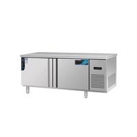 Table de préparation réfrigérée en acier inoxydable de qualité commerciale, 2 portes solides, poignées encastrées, affichage numérique, pieds réglables