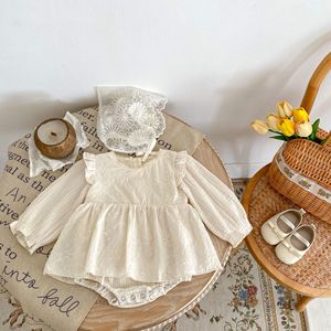 Tutina Casual per Neonata 0-3 Anni OEM ODM, Ricamata, Tinta Unita, con Maniche Lunghe a Volant, Abbigliamento Morbido - Product Image 5