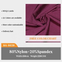 Sin MOQ Smooth 220 GSM Soft Plain Glitter Elastano Elástico Nylon Spandex Tejido de punto Traje de baño Telas de desgaste de rendimiento