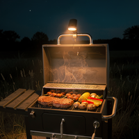 Lampe de barbecue d'extérieur rechargeable COB LED, 3 modes de luminosité pour les maîtres grillades, soirées en plein air, patio, barbecue nocturne