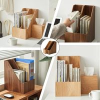 Organizador de Archivos de Escritorio de Madera, Diseño Inclinado, Soporte para Carpetas de Papel, para Estaciones de Trabajo, Escritorios de Estudiantes