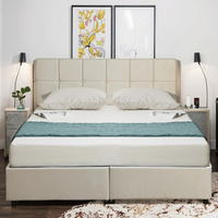 Cadre de lit double complet avec rangement Lit double rembourré Lit plate-forme pour appartement Chambre à coucher d'hôtel