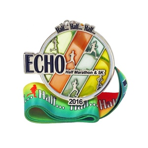 Oneway Factory Wholesale Antique Style Metal Translucent Awards Ultra Running Sports Medal with Custom Marathon Medal <b>Ribbon</b> - Product Image 2