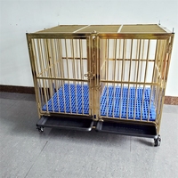 Cage pour chien XXL personnalisée de luxe, respirante, en acier inoxydable, pliable, à double porte, avec boîte