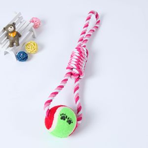 ของเล่นเชือกเทนนิสสำหรับสัตว์เลี้ยงพร้อมลูกบอล แก้เบื่อสำหรับสุนัข เล่นแบบอินเทอร์แอคทีฟ ทนทานต่อการสึกหรอ ของเล่นสุนัขทำจากเชือกฝ้าย - Product Image 4