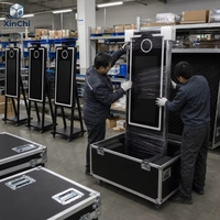 Photomaton moderne ultra-fin de 21,5 pouces avec support, éclairage LED RVB, machine à selfie professionnelle pour les soirées haut de gamme