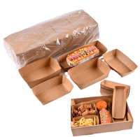 Barquette jetable en papier kraft, qualité alimentaire, pour frites, poulet frit, emballage à emporter