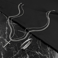Ensemble de bijoux pour homme Trap Style Supply : Collier pendentif en acier inoxydable et bracelet élastique à ouverture, design bouddhiste, coffret cadeau