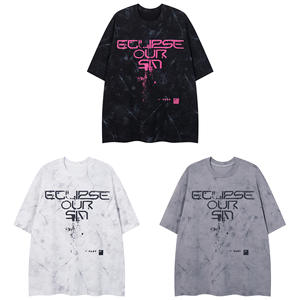 Maglietta da uomo Oversize Hip Hop nuova manica corta tinta unita 280 grammi stile <span class=keywords><strong>giapponese</strong></span> alla moda di marca stampata in puro cotone - Product Image 5