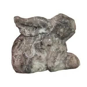 Doğal şifa taşı Diorite tavşan el cilalı kristal sevimli tavşan karikatür karakter oyma hediye için