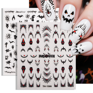 Nuevas pegatinas de uñas de Halloween estilo oscuro con calabaza, fantasma y cicatrices, calcomanías INS multiusos para uñas, decoraciones artísticas DIY para teléfonos, venta al por mayor - Product Image 2