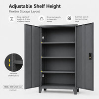 Armario de Herramientas de Acero Resistente para Taller o Garaje, con Doble Puerta, Cerradura Electrónica con Código, Estantes Ajustables y Patas Elevadas Cónicas
