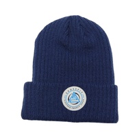 Bonnet unisexe côtelé à revers avec pompon, 100 % acrylique, chaud, pour l'hiver, le ski et les sports, tricoté, avec patch logo personnalisé