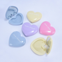 Coloré rose bleu violet jaune vide blush emballage cosmétique compact boîtier en plastique forme de coeur