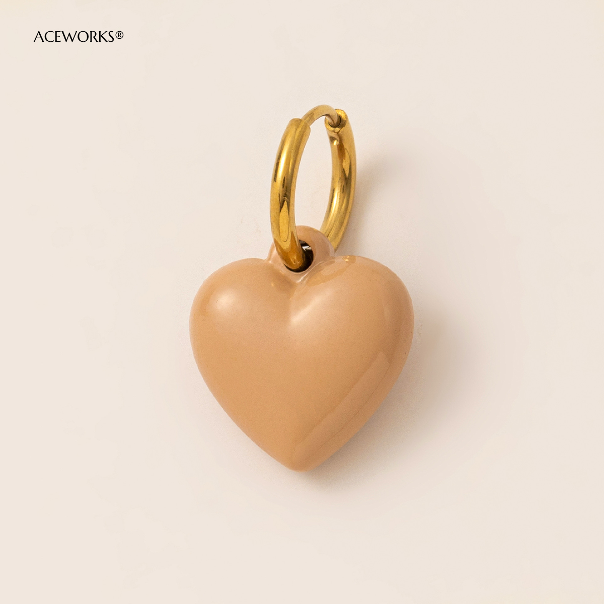 Milk Tea Color Heart 20mm