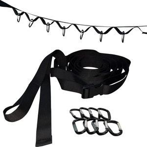 Sangles de rangement pour tentes et équipements de plein air, 19 anneaux, crochets en acier inoxydable, noirs, rectangulaires, multifonctions, pour usage extérieur - Product Image 1