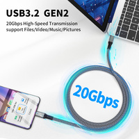Bonne qualité USB 3.2 fonction 48V 5A 20GBPS type c à type c câble de données de charge rapide câble en nylon type c pour iPhone 15 Pro Max