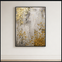 Art mural abstrait gris doré, peinture sur toile peinte à la main pour salon, chambre à coucher, hall d'hôtel et intérieurs neutres modernes et organiques
