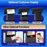 Terminal tout-en-un à double écran tactile de 14 pouces Système Pos de machine enregistreuse de caisses enregistreuses Scanner de codes-barres de reçus intégrés