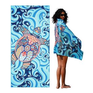 Sublimation Sand Proof Towels a Zip Pocket Recycled Microfiber Swimming Pool Summer Beach Towel With Bag - Product Image 1