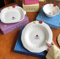 Service de table en porcelaine Fruit Paradise, ensemble de bols et d'assiettes, motif de dessin animé à haute valeur chromatique, design frais et mignon, assiette à dessert ronde
