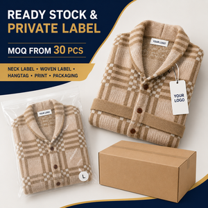 Cardigan pour homme 100 % polyester à carreaux, col châle, ceinturé, boutonné, <span class=keywords><strong>en</strong></span> maille, avec poches, automne-hiver, vente <span class=keywords><strong>en</strong></span> gros, OEM - Product Image 6