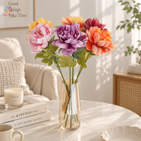 Bunga Peony Buatan Batang Tunggal Berdaun untuk Dekorasi Pernikahan, Rumah, Hotel, dan Acara