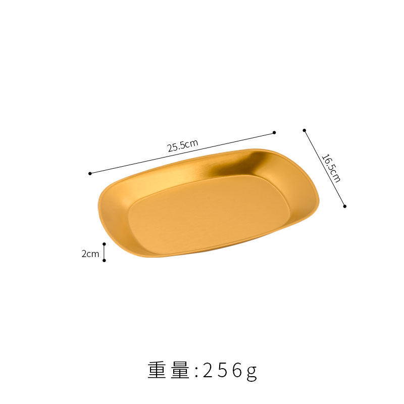จานอาหารค่ำทรงลึกก้นแบนขนาดกลางสีทอง