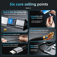 Chip DAC Hi-Fi USB C ke Adaptor Audio 3.5mm Kabel Aux Tipe C ke Jack Headphone Hi-Res untuk iPhone 16 17 Samsung S25 S26