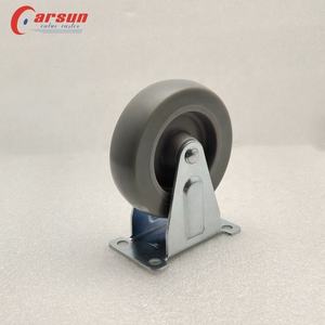 Ruedas fijas de PU gris claro de 3 pulgadas con placa superior, estilo de acero rígido, superficie galvanizada, protectores de rosca, personalización OEM - Product Image 4