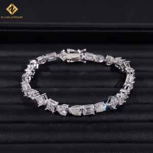 Moissanite Tennis <b>Bracelet</b> Fancy Shape 925 <b>Silver</b> Rhodium Plated Luxury Geometric Design <b>Bracelets</b> - Product Image 2