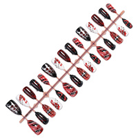Faux ongles à presser en amande, style français, pour fête d'Halloween, avec perles en plastique 3D sculptées pré-faites, effet œil de chat et motif floral, vente en gros
