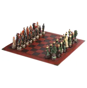 40 pièces, ensemble d'échecs de luxe à thème Robin, en résine